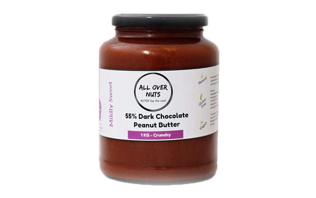 All Over Nuts 55% Dark Chocolate Peanut Butter Crunchy  Glass Jar  1 kilogram